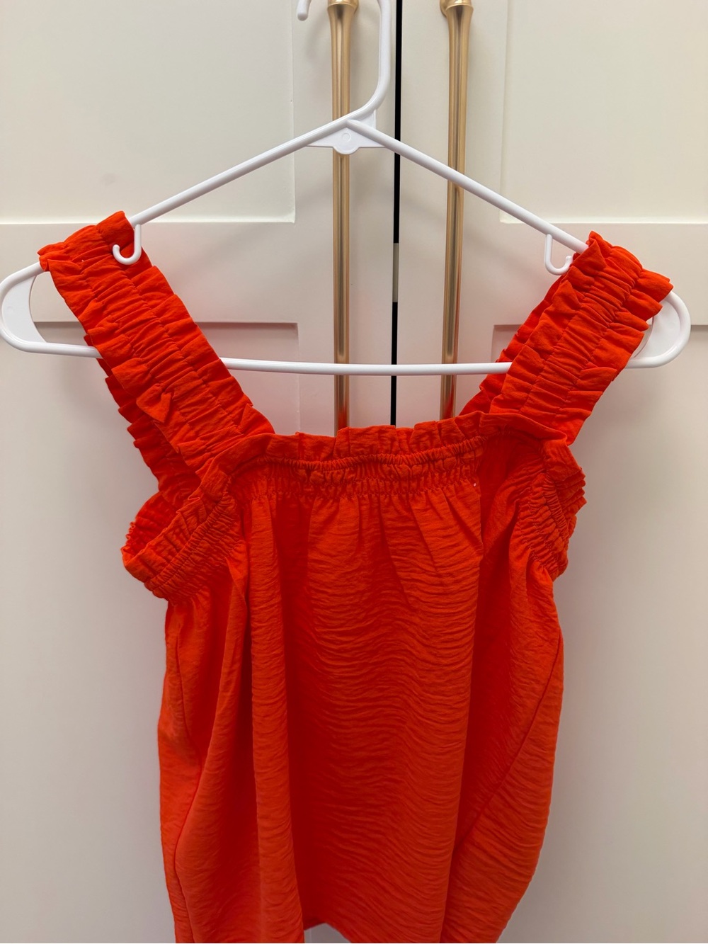 Copper Key Vibrant Orange Ruffled Strap Tank